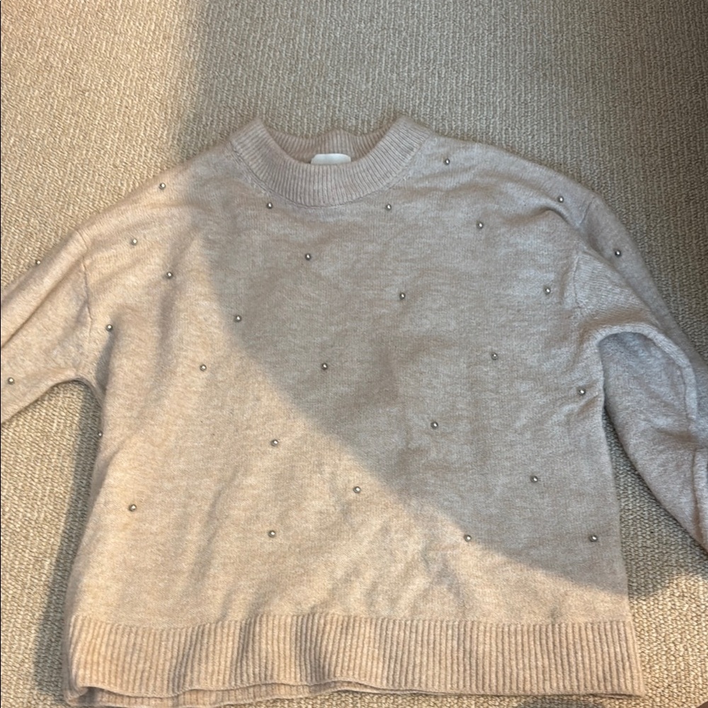 H&M Cream Crew Neck Sweater with Textural Details